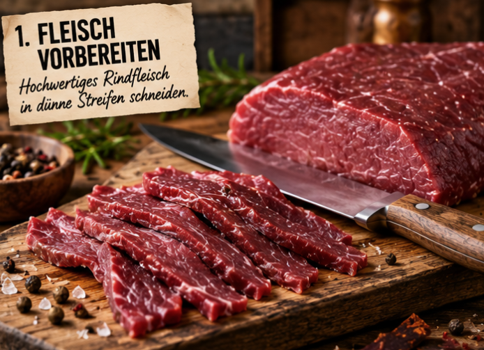 Beef Jerky Fleisch vorbereiten