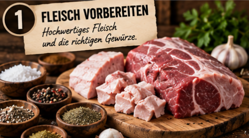 Bratwurst Fleisch vorbereiten